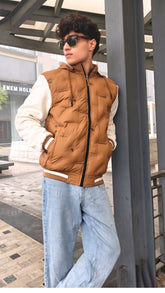 mens impoted camel brown Versace puffer jacket